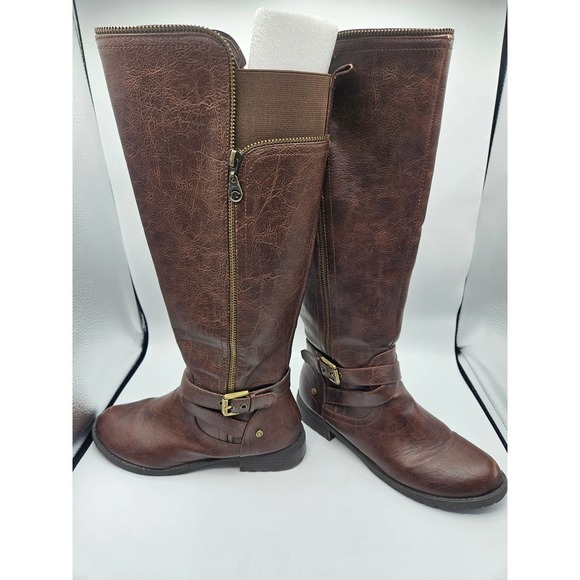 G By Guess Women's Boots Tall Shaft Wide Calf Boots Brown Sz 8M Fits like 7.5M - Picture 1 of 12